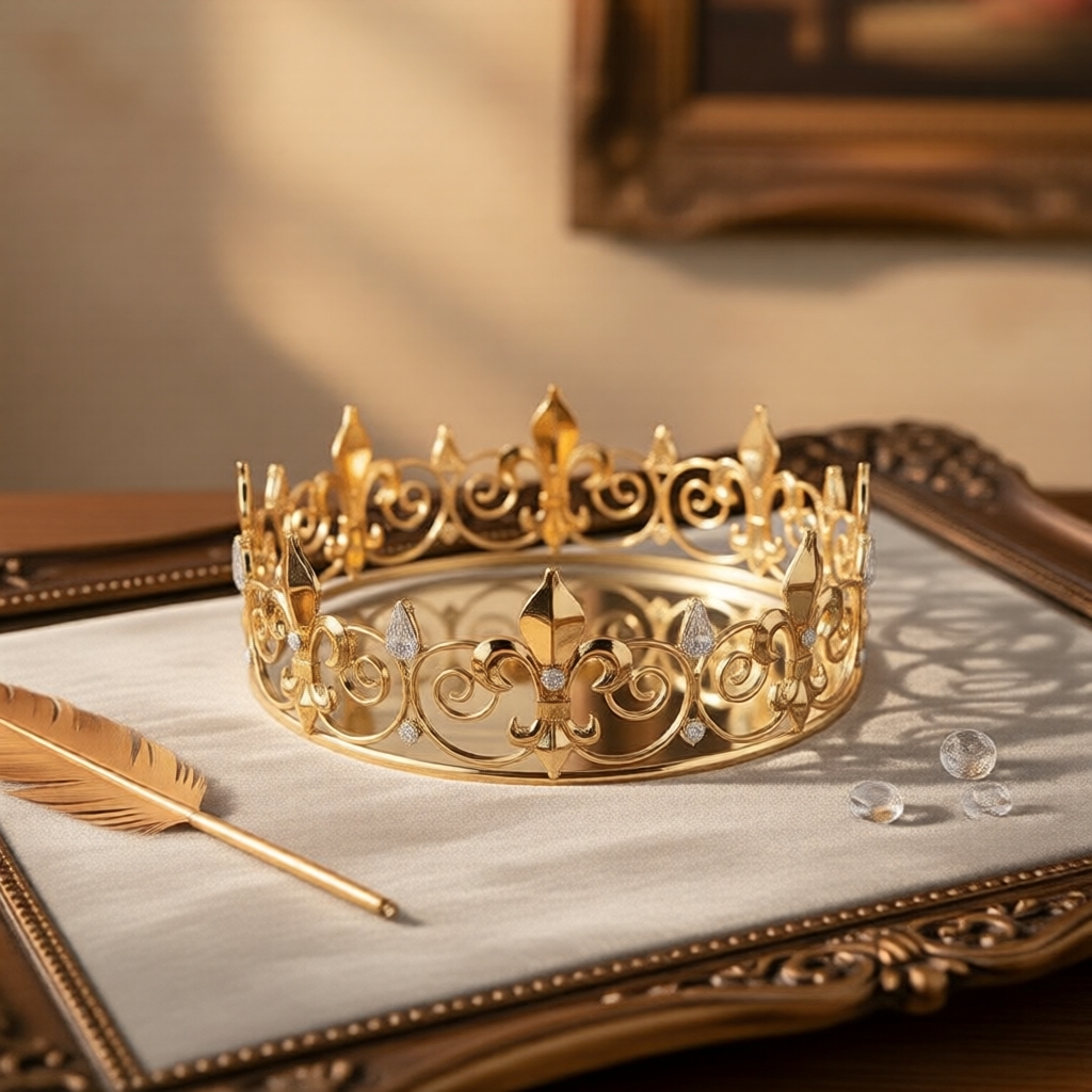 Adult King Crown & Queen Tiara: Unisex Headpiece for Weddings & Parties Mahkota Raja Dewasa & Tiara Ratu: Aksesori Kepala Bulat Unisex untuk Majlis Perkahwinan & Parti