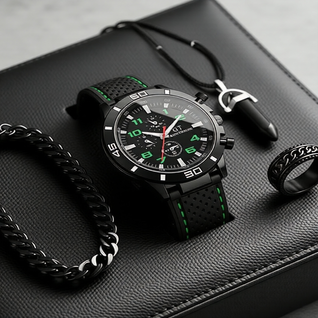 Elegant Round Quartz Wristwatch & Accessory Gift Set for Men & Women, Business to Casual Set Hadiah Jam Tangan & Aksesori Kuarza Bulat Elegan untuk Lelaki & Wanita, Sesuai untuk Perniagaan ke Kasual