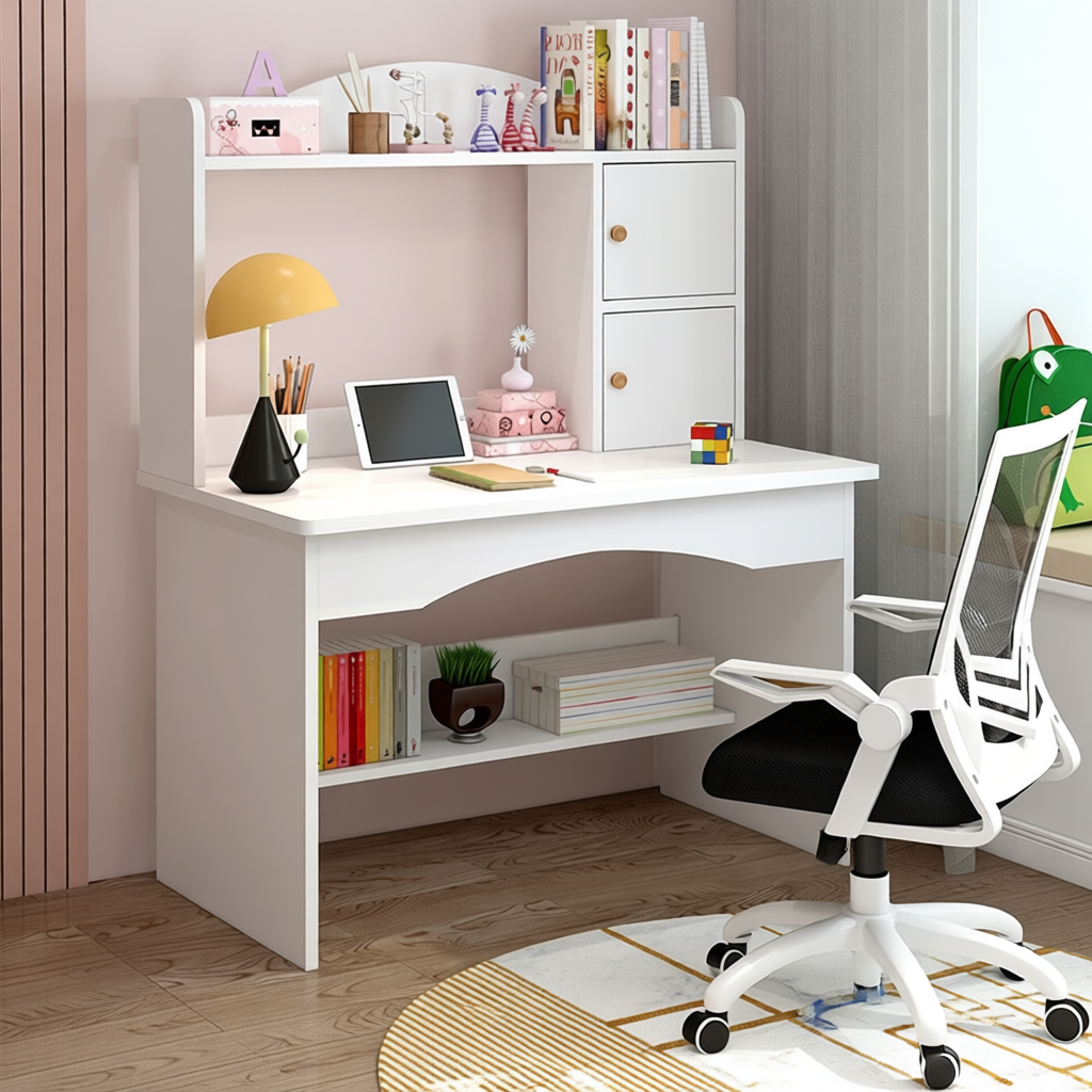 Meja belajar Computer Study Table With Drawer Bookshelf Study Deck Home Office Study Desk Meja Komputer 电脑桌