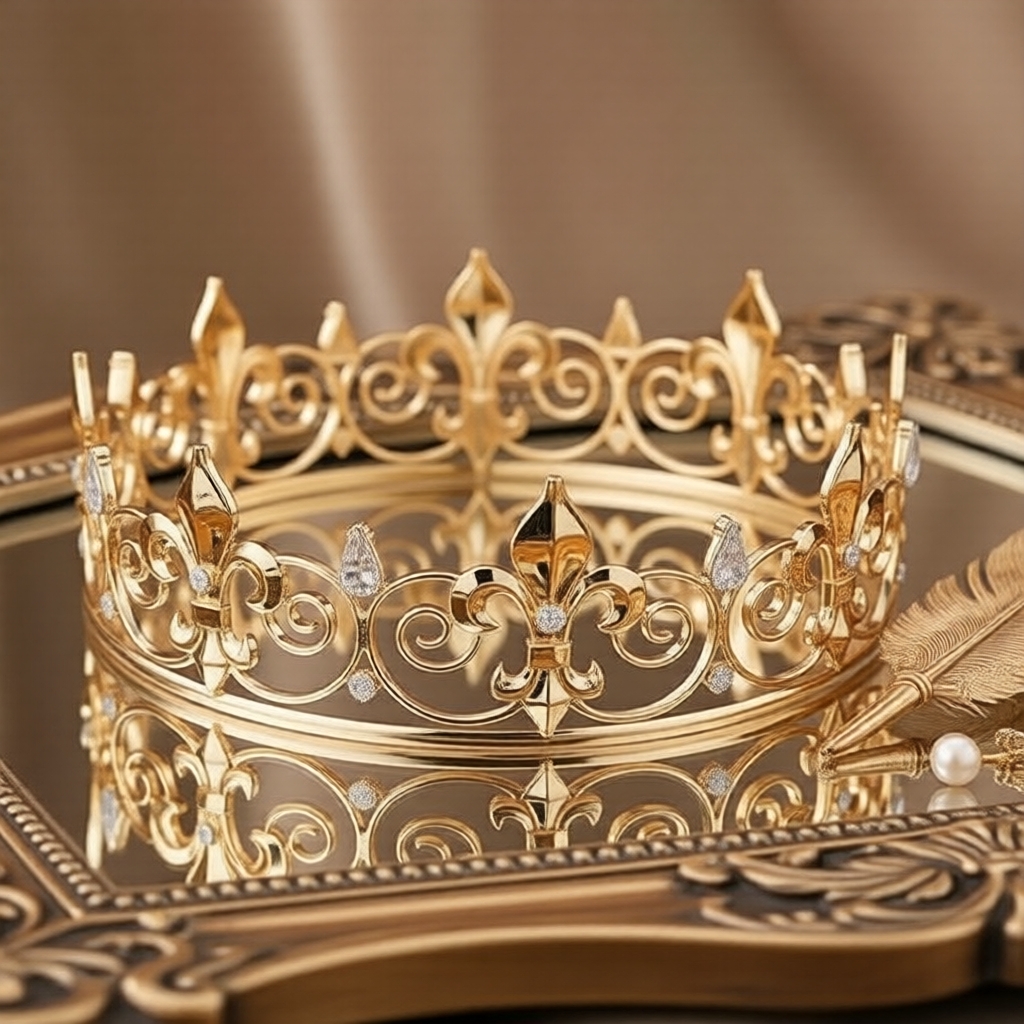 Unisex King & Queen Crowns: Round Tiara for Adults, Weddings & Birthday Parties Mahkota Raja & Ratu Unisex: Tiara Bulat untuk Dewasa, Majlis Perkahwinan & Hari Lahir