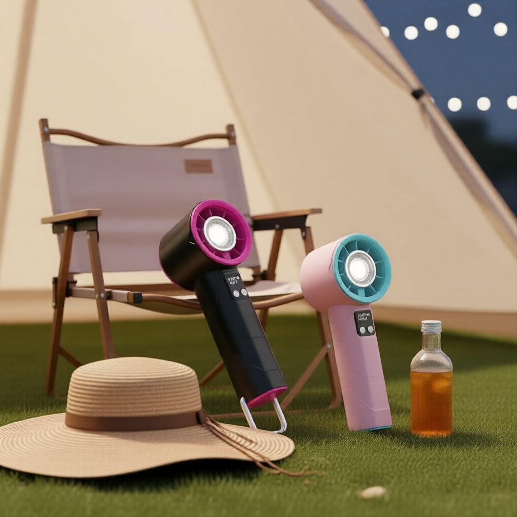9m/s Turbo Hand Fan with LED Display & Flashlight, 100-Speed, USB-C Rechargeable, with Carabiner Kipas Tangan Turbo 9m/s dengan Paparan LED & Lampu Suluh, 100 Kelajuan, Boleh Cas Semula USB-C, Karabiner Disertakan
