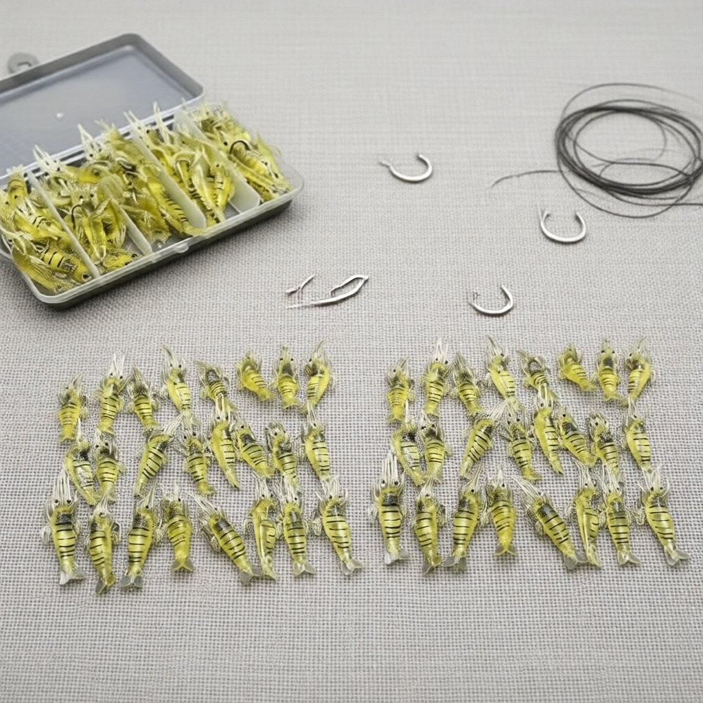 32pcs Shrimp Soft Bait Set | Lifelike Silicone Lures & Sharp Hooks for Trout/Bass/Salmon | Freshwater & Saltwater Set Umpan Udang 32pcs | Umpan Silikon Realistik & Cangkuk Tajam untuk Trout/Bass/Salmon | Air Tawar & Air Masin