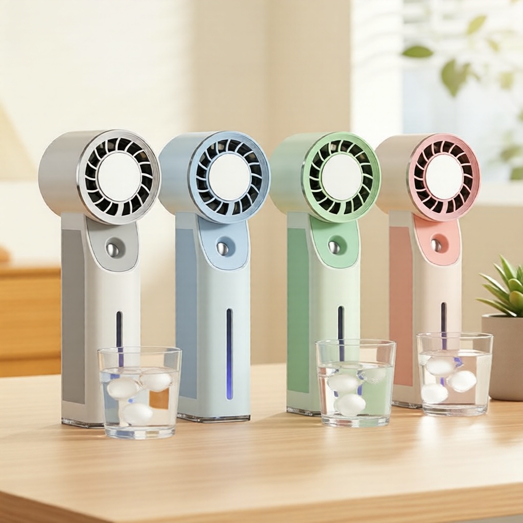 Mist Hand Fan 5-Speed, Ice Gel & Night Light, USB Rechargeable Design Mist Hand Fan 5 Kelajuan, Gel Ais & Lampu Malam, Reka Bentuk Boleh Cas Semula USB Kipas Mini Portable