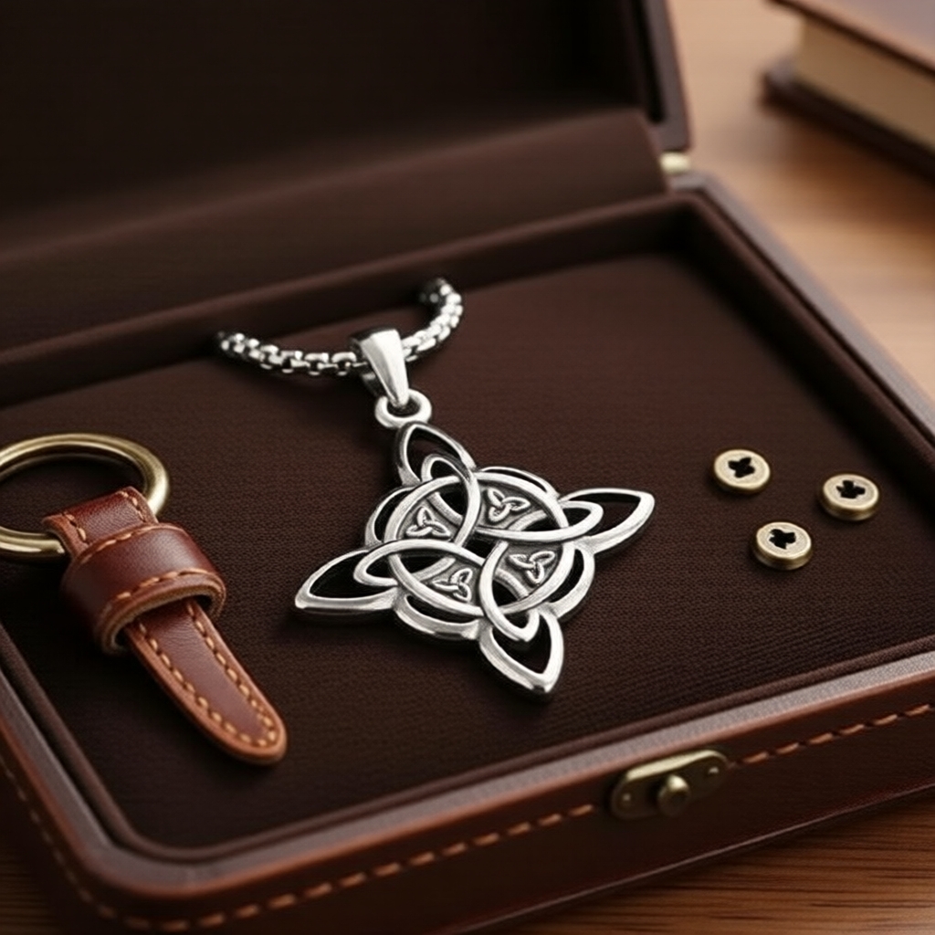 Stainless Steel Celtic Knot Necklace, Witches Knot Amulet, Viking Mystical Protection, Unisex Chain Kalung simpul Celtic keluli tahan karat, jimat simpul ahli sihir, pelindung misteri Viking, rantai uniseks