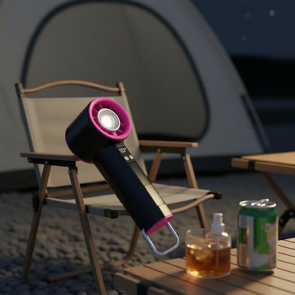 100-Speed LED Turbo Fan, 9m/s Wind, Handheld with Flashlight & Carabiner, USB Rechargeable for Travel 100-Kelajuan Kipas Turbo LED, 9m/s Angin, Mudah Alih dengan Lampu Suluh & Karabiner, Boleh Cas USB untuk Perjalanan
