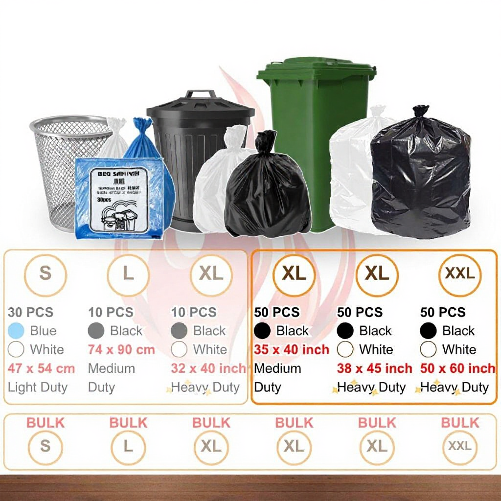 Garbage Plastic Bag EXTRA Large XL XXL Heavy Duty 垃圾袋 HDPE Plastik Beg Sampah XL XXL Plain/Black Thick (120L/240L)