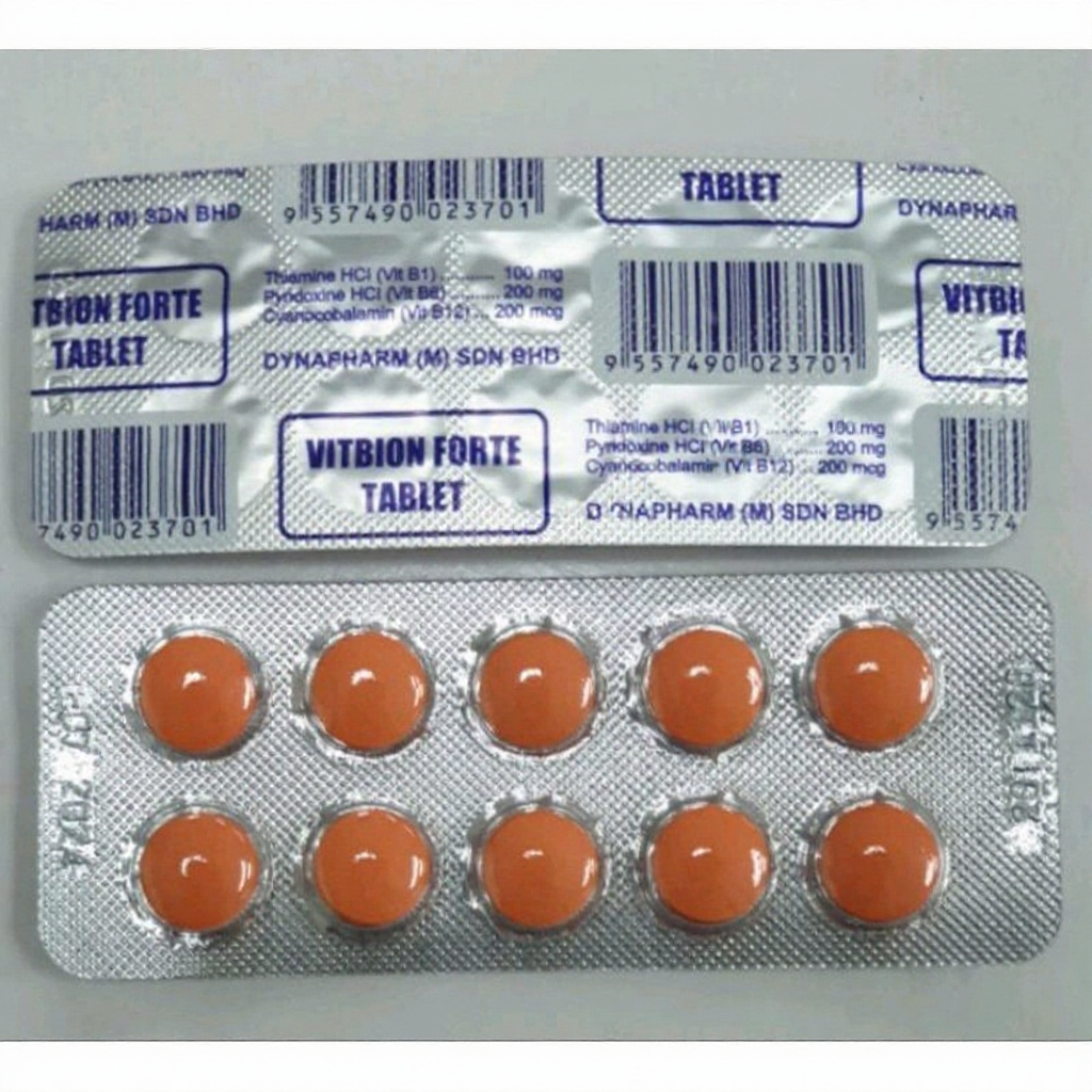 Vitamin B1, B6, B12 untuk Saraf Urat Sakit dan Tambah Tenaga / Stamina Vitbion Forte 10biji