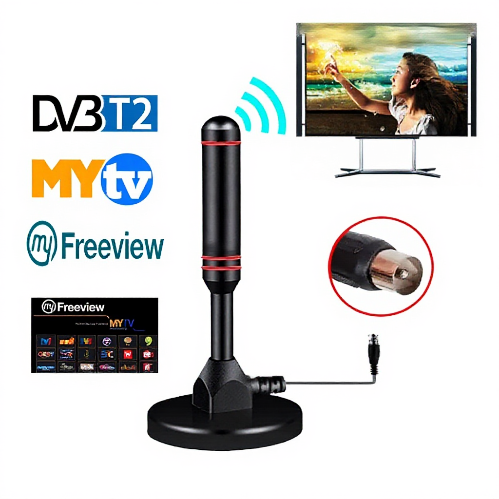 Digital TV Antenna-DVBT2 Portable Indoor Outdoor TV Antenna   Omnidirectional Receiving-Support 4K 1080P TV