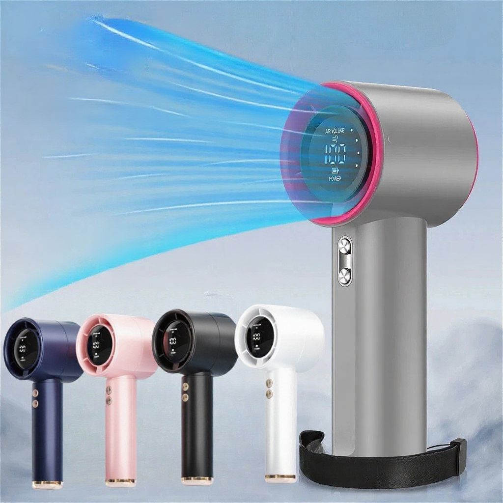 kipas turbo mini Powerful handheld portable Fan 100 Speed Adjustable mini fan rechargeable kipas mini bateri tahan lama LED Digital Display Wind Cooler kipas tangan