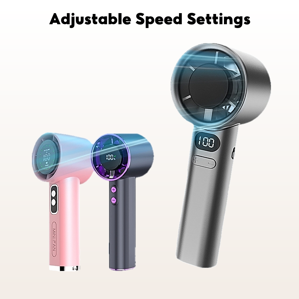 Rechargeable High Speed Handheld Fan USB Mini Fan Portable Kipas Tangan With Led Display USB Charging Battery Hand Fans