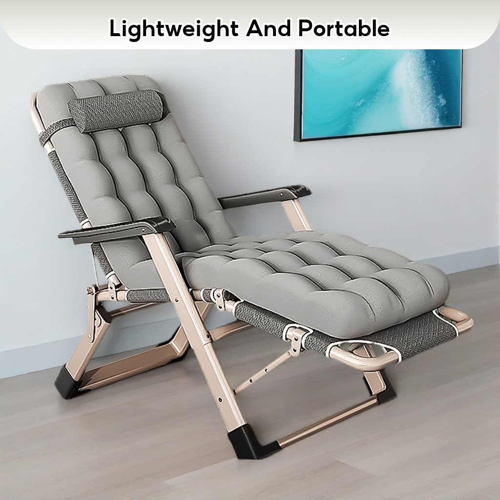 KERUSI MALAS Lazy Chair Foldable Sofa Bed Folding Chair 2 In 1 Premium Adjustable Lounge Reclining Napping Lazy Single Bed With Arm Sleeping Bed Katil Hospital Kerusi Santai Kerusi
