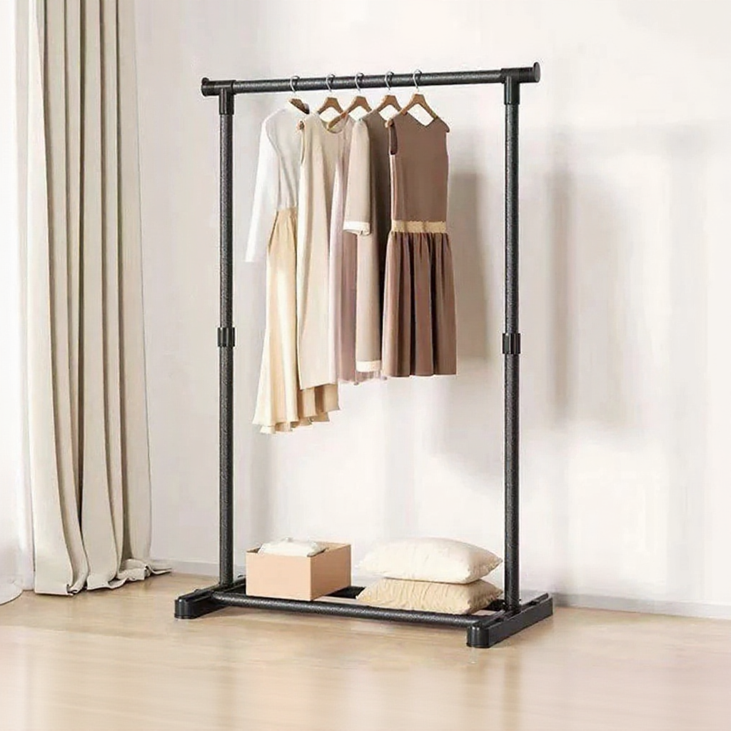Single Pole Strong Steel Structure Laundry Rack Cloth Organizer Cloth Hanger Rack Baju Rack