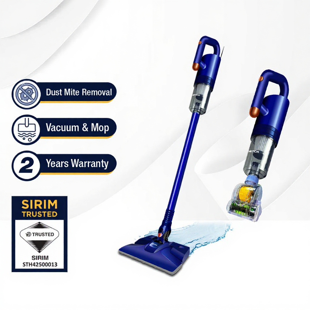 HETCH V3 Pro Hyper-Clean Handheld Dust Mite Bed Vacuum Cleaner & Mop Vakum Dan Mop HVC-1416-HC