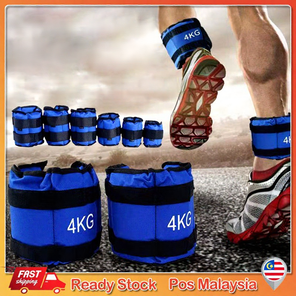 Pair of Ankle/Wrist Weights – Adjustable 1–6kg Sandbags for Arm & Leg Exercise, Running, and Brisk Walking