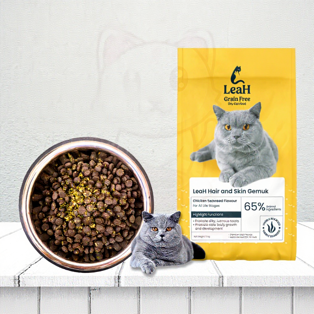 LeaH 1.1kg Hair and Skin Gemuk Makanan Kucing Tanpa Bijirin Grain Free Premium Dry Cat Food 无谷猫粮