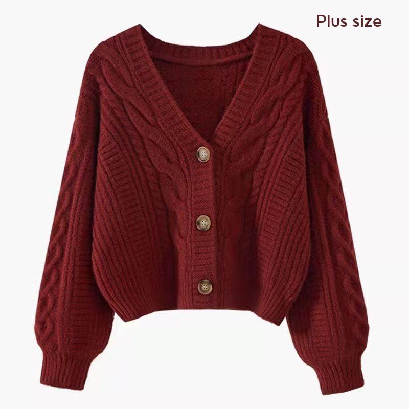 ?XZSS?[Ready Stock In Malaysia]Knitted Cardigan Woman Baju Knitwear Plus Size Baggy Crop KnitWear Retro Cardigan