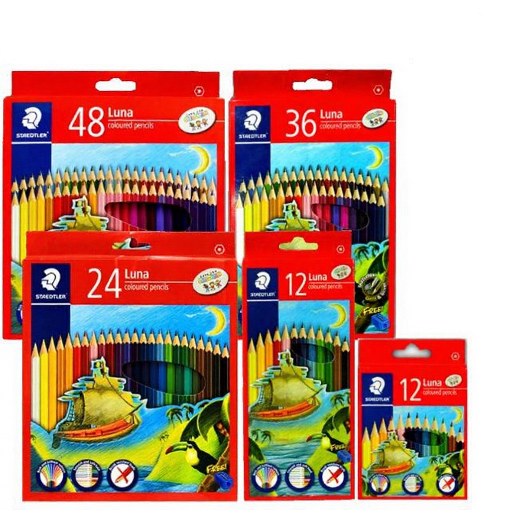 Staedtler Luna 12 Short / 12 Long / 24 / 36 / 48 Colour / Color Pencil Pensel Warna 136 Staedlter