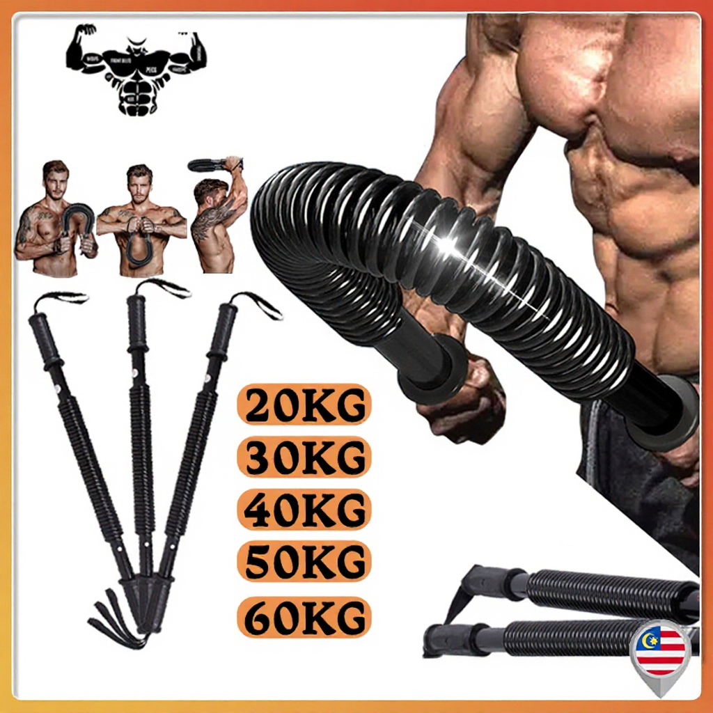 20/30/40/50/60kg spring arm strengthener gripper strength twister resistance bending rod fitness