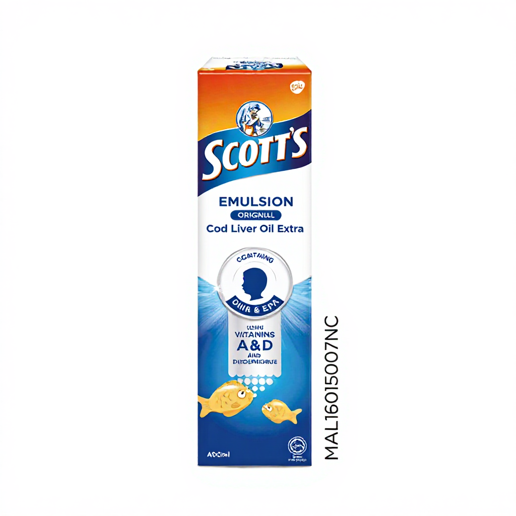 Scott's Emulsion Cod Liver Oil + Vitamin A & D + Calcium - 2 Flavors (400ml)