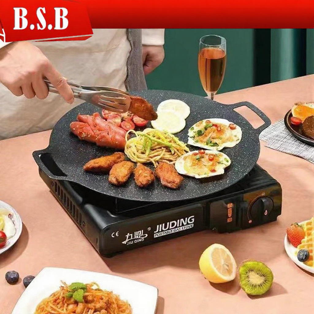 Non Stick Korean Grill Pan Kuali Batu Camping Grill Pan Korea Griddle Grill Pan Outdoor Camping BBQ Stove Korean