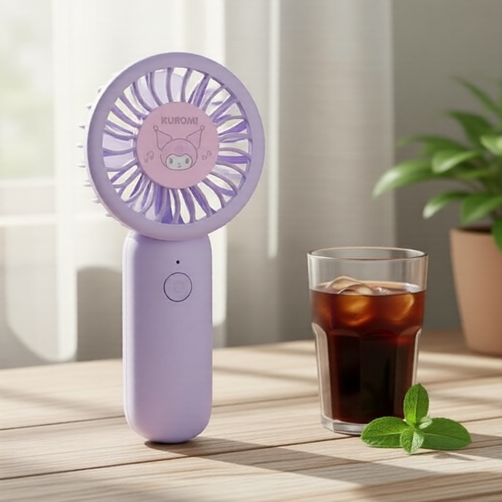MINISO  Sanrio Series - Hello Kitty & Kuromi Mini Handheld Fan Lovely Portable USB Fan Gift  siri sanrio - hello kitty & kuromi kipas mini mudah alih kipas usb mudah alih hadiah