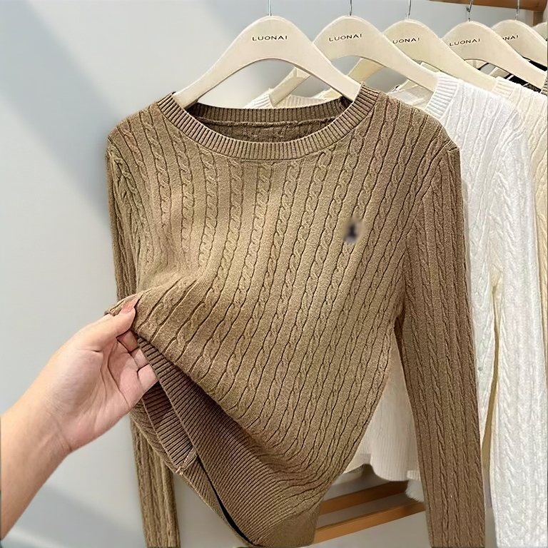 mysteryoffemale Korean Style Women Sweater Long Sleeve Round Neck Knitted Top Knitwear 长袖针织上衣毛衣 LT003