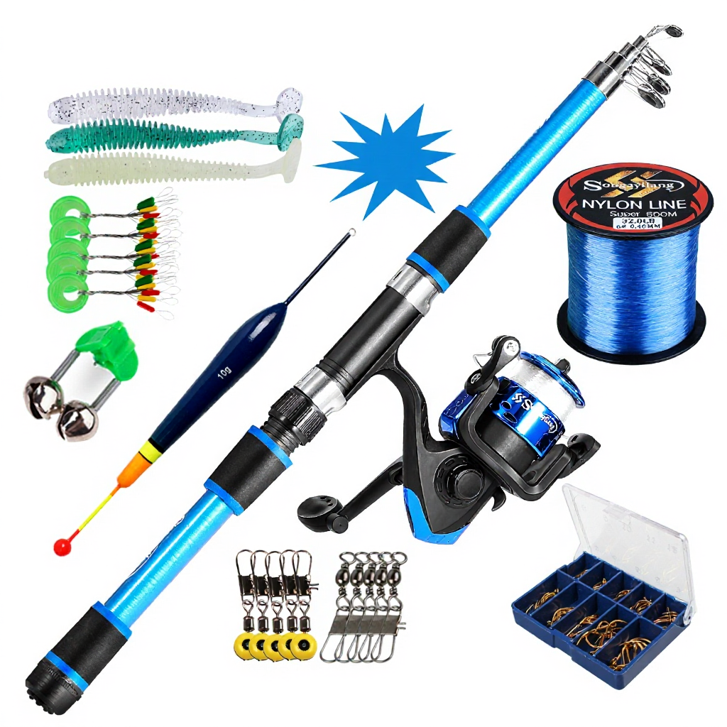 Sougayilang Mini Fishing with Durable Glass Fiber Rod (Multi Option Available)