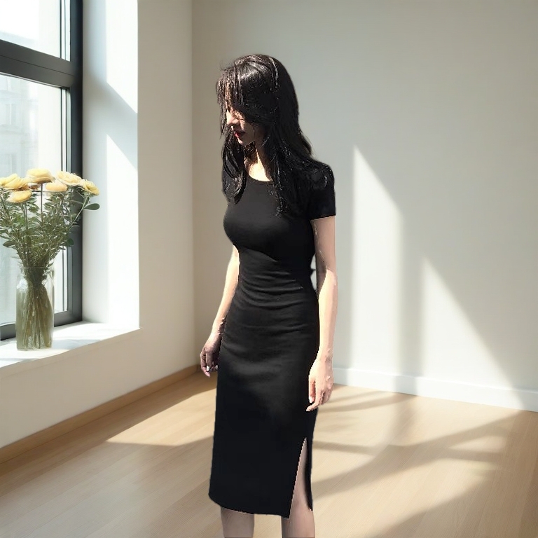 【WJZ】Women's Korean fashion solid color backless cross design fashionable sexy dress【41】