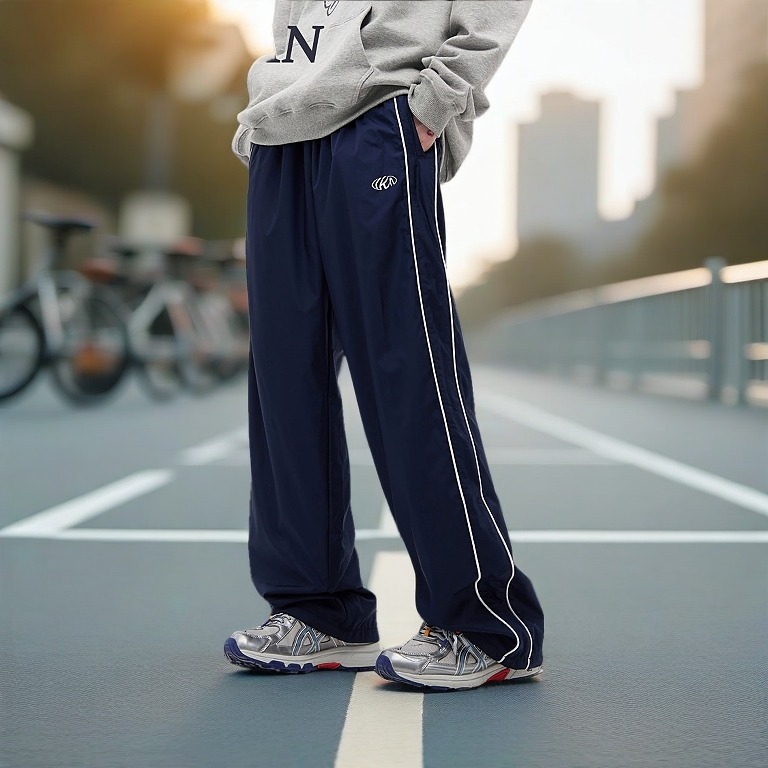 Dari Johor~BeCoolMAN men's Trousers American High Street Retro Sports Casual Straight Fashion All-Match Loose Long Pants