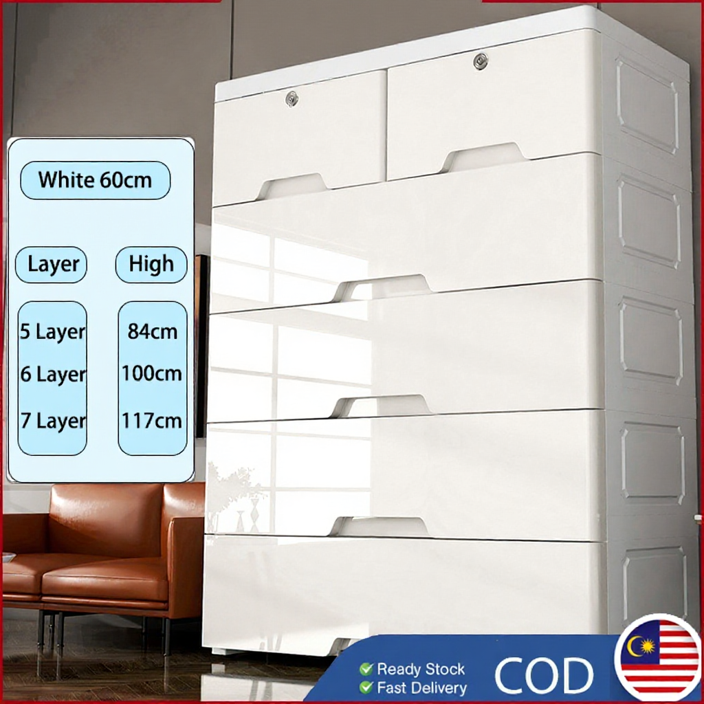 Kukaa 5 Tier Plastic Drawer Cabinet With Small Storage Cabinet Drawer With Wheels Almari Baju Murah