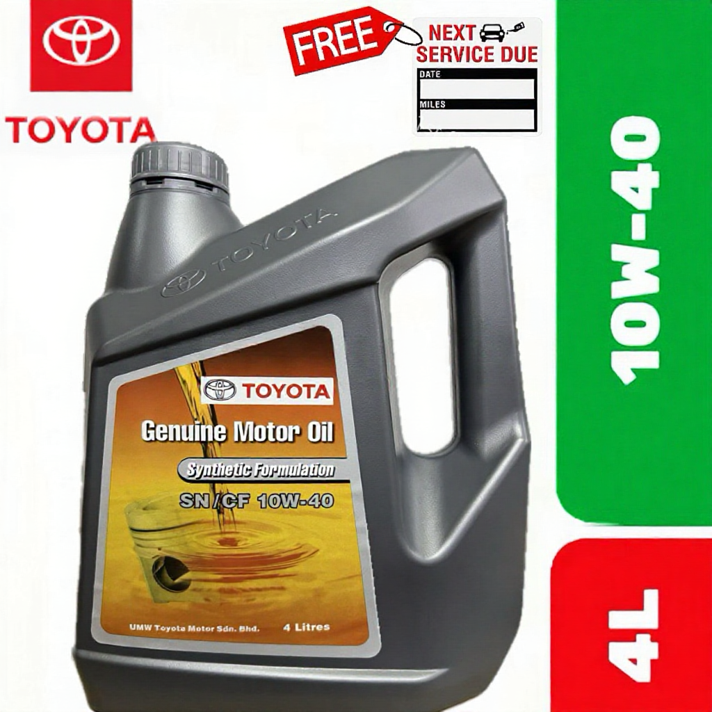 Toyota SN/CF 10W40 High Performance Semi Engine Oil (4L)-7000KM Yaris Camry Vios Supra C-HR Fortuner