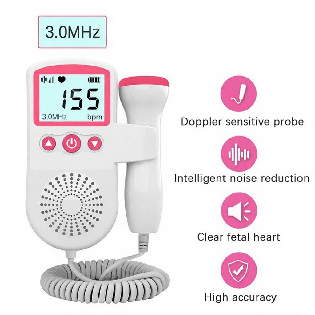 Upgraded 3.0MHz Fetal Doppler Baby Heartbeat Detector