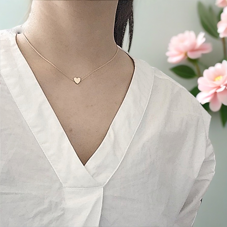 Plated Heart Shape Heart Love Chain Necklace With Valentine Heart Shape Pendant