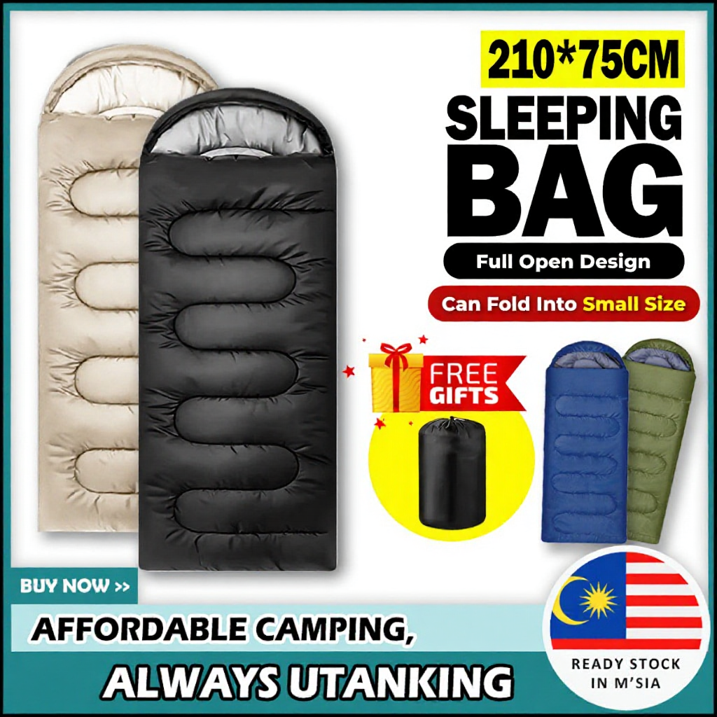 UtanKing™ Premium Sleeping Bag Hooded Sleep Bags Camping Hiking Warm Blanket Picnic Mat Beg Tidur