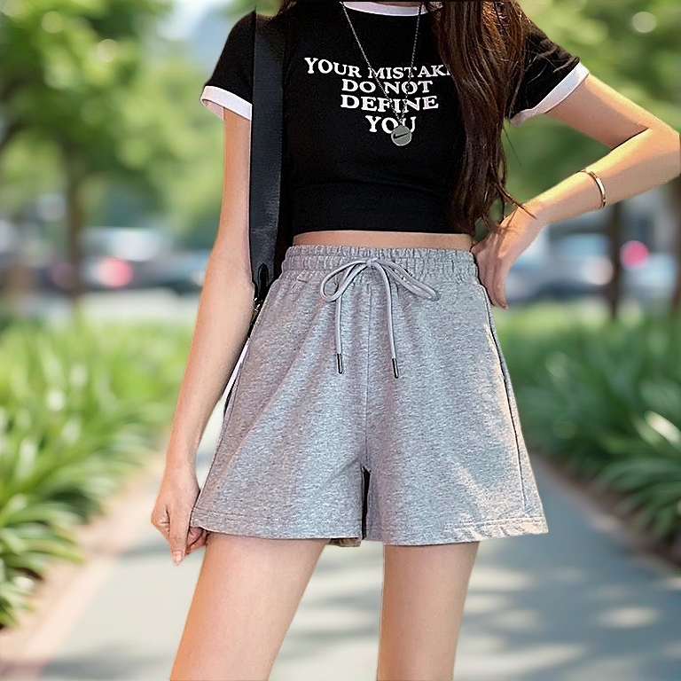 Short Shorts Women Summer Korean Version Sports Shorts Women High Waist Loose Slimmer Look Wide Leg Pants Solid Color Casual Pants Trendy