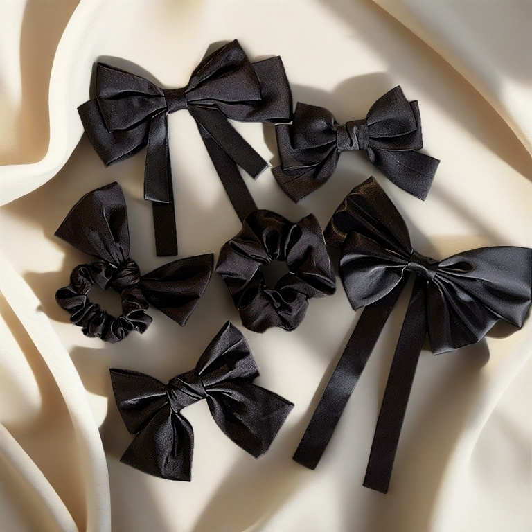 Black Big Bow Hair Clip Women's French Retro Elegant Hair Accessories