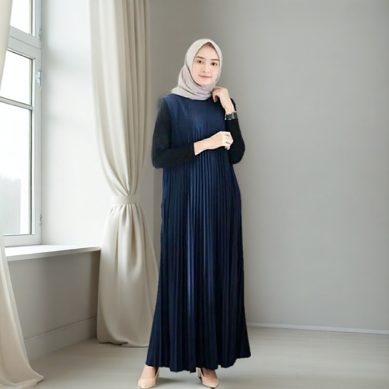 Long Pleated Dress Pleated/ Sleeveless Della Kuntung Sleeveless