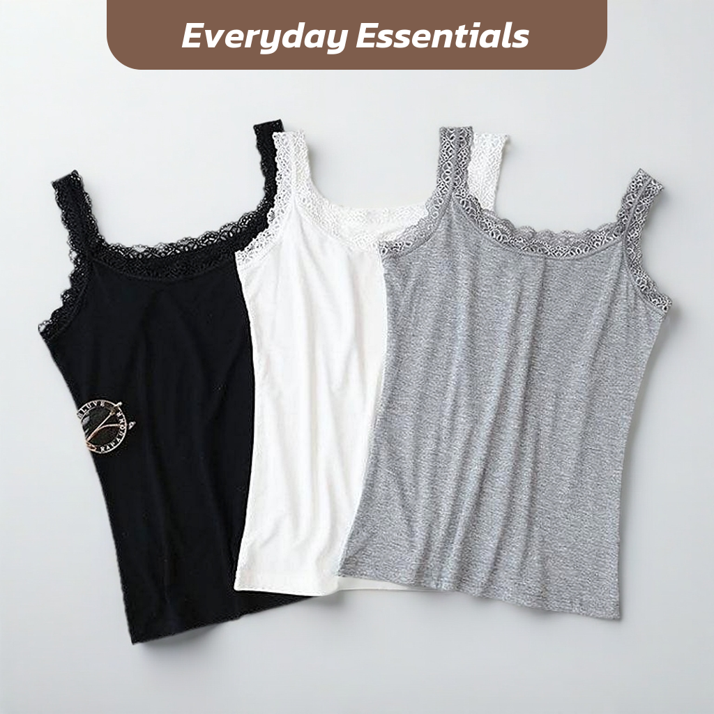 Women's Plus Size Lace Camisole - Casual Scoop Neck Tank Top