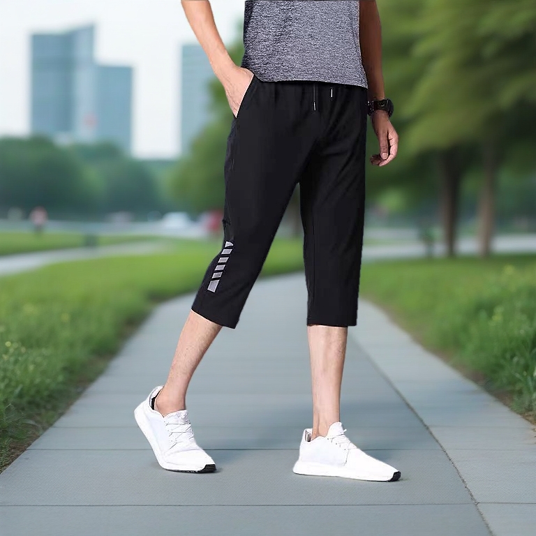 《Mega Deal》Mid-Long Casual Sport Running Pants Short Pants Fitness Breathable Plus Size Men Selaur Lelaki