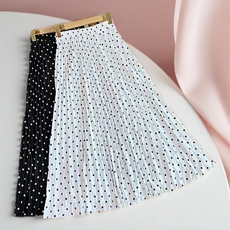 Premium Pleated Polka Dot Skirt Mayung Jersey Hyget Large Folds Pleated Polka Dot Skirt Long Bottom Hitz