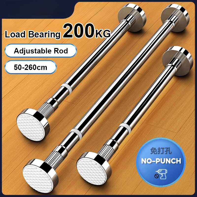 Clothes Drying Rack Adjustable Stainless Steel/penyangkut baju/Curtain Rod No Drilling batang tirai晒衣架窗帘杆