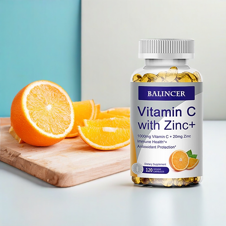 Balincer Vitamin C + Zinc Capsules - Supports Cellular Energy and Collagen Production, Supports Immunity and Skin Health