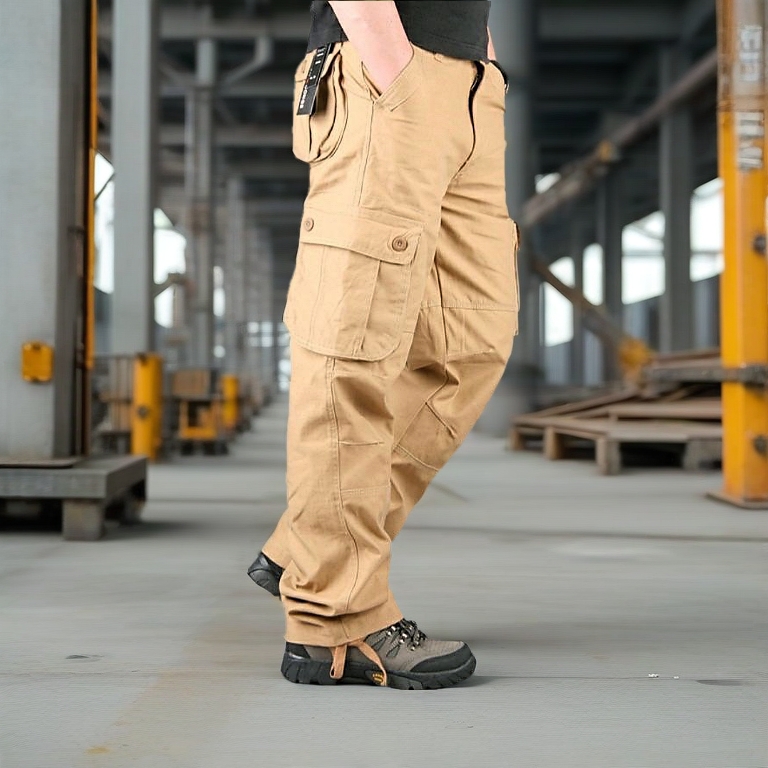 Lelaki seluar kerja kargo 6 pocket slack pantGuna tali pinggangkain 100% cotton premium export qualitypromosi gila