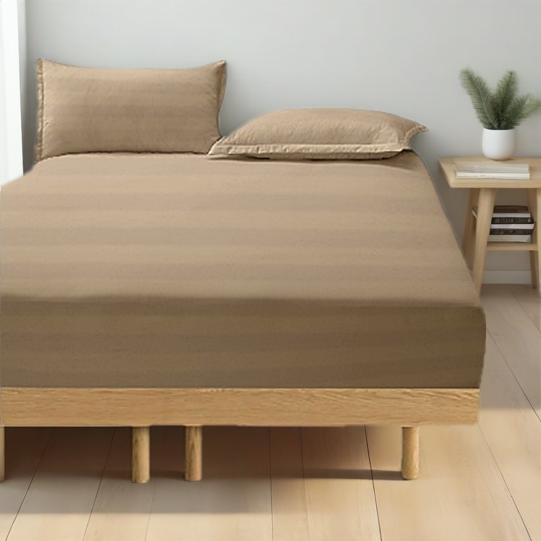 Cotton Cadar Hotel Fitted Bedsheet Single Queen King Plain Bed Sheet Getah Keliling Pillow Case