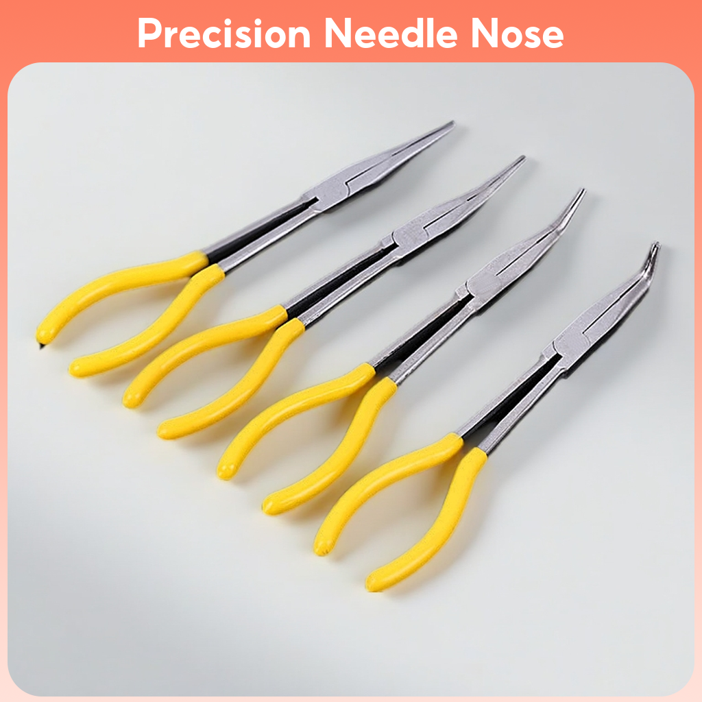 Plier 11" Inch 280mm Extra Long Nose Plier Straight 90/45 degree Needle Nose Plier Bent Tip Playar Muncung Tirus 钳子