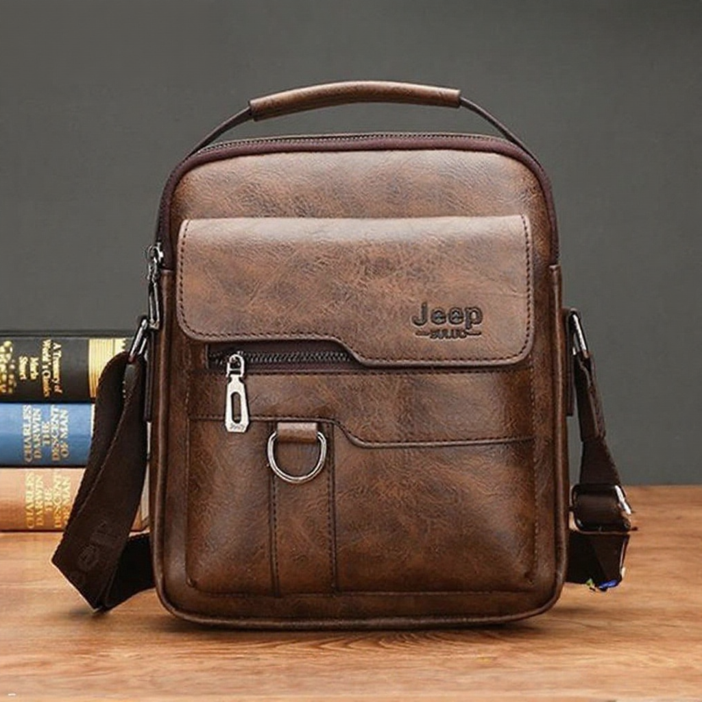 Men Classy Vintage Premium PU Leather Large Capacity Anti-Theft Handbag Sling Shoulder Bag Crossbody Bag