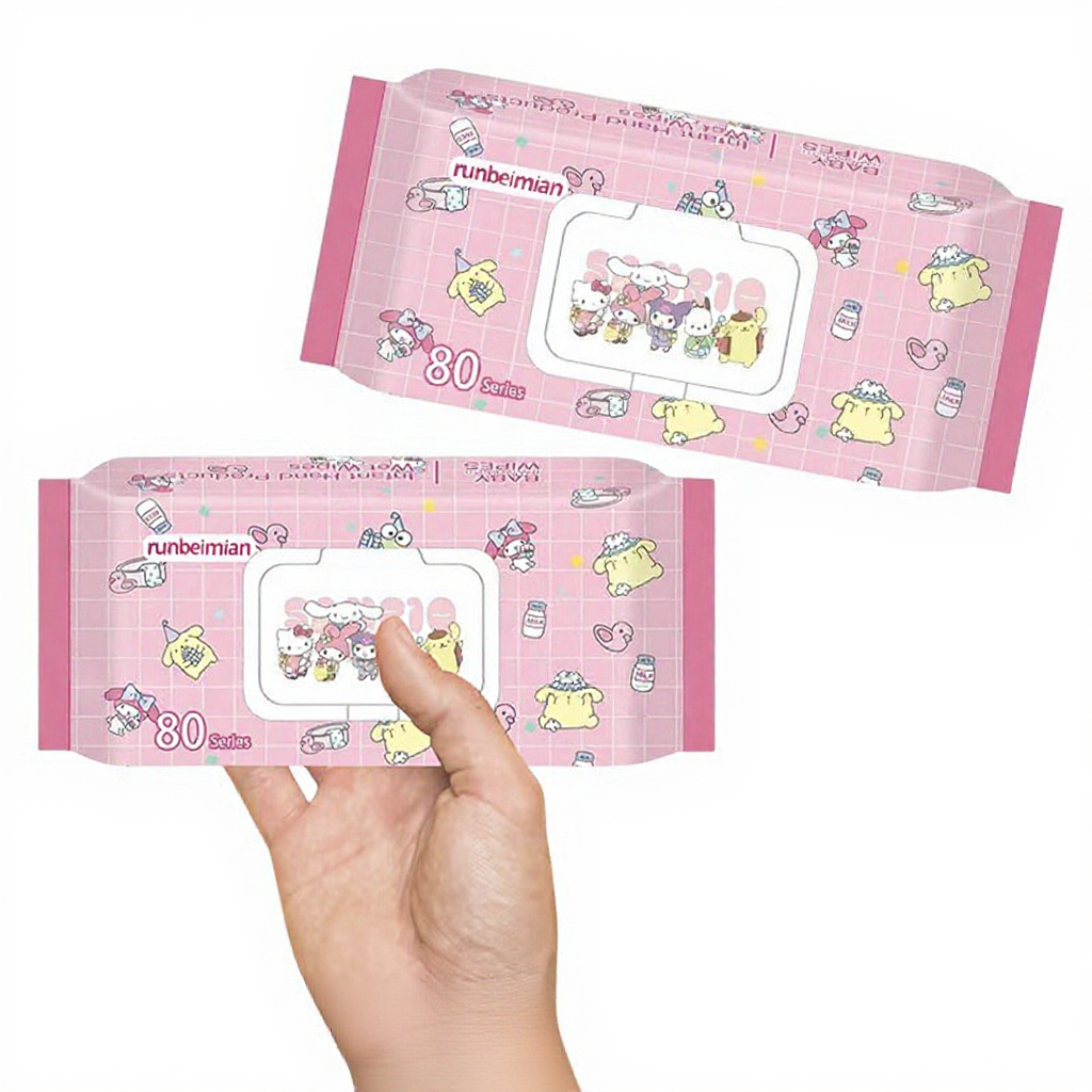 [80pcs] Tisu Basah Bayi Sanrio Disposable Baby Wet Wipes Fragrance & Alcohol Free Wet Tissue Baby Kids Cleaning Wipe BTP