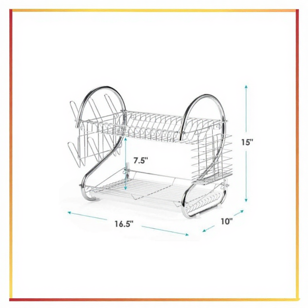 Stainless Double layer Steel Dish Drainer Drying Rack Dish Rack Bowl Shelf Organizer Nonslip Cutlery Holder
