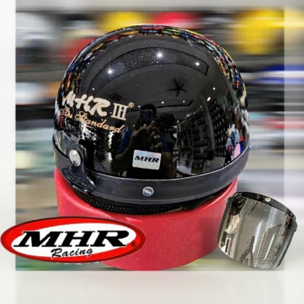 MHR III Steng Kura Kura Half Cut Helmet BOGO VISOR TINTED BLACK HELMET TOPI KELEDAR JPJ SIRIM MOTORCYCLE
