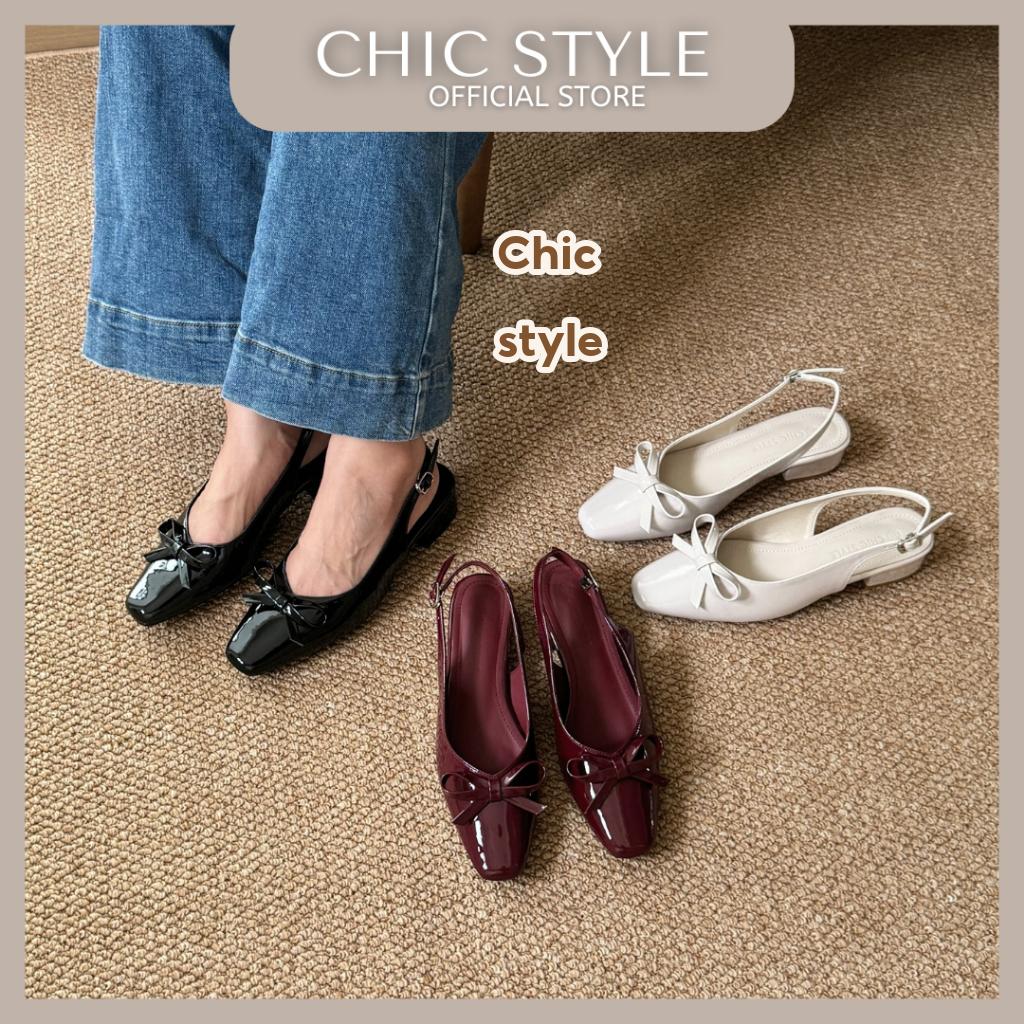 CHIC STYLE Vianna French Bow Heels | Women Casual OL Slingback Heels | Kasut Perempuan | Size 35 - 39
